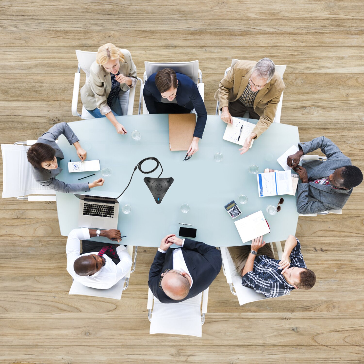 Built-in Speaker USB Conference Computer Microphone VOIP Omnidirectional Desktop Wired Microphone Support Volume Control Mute