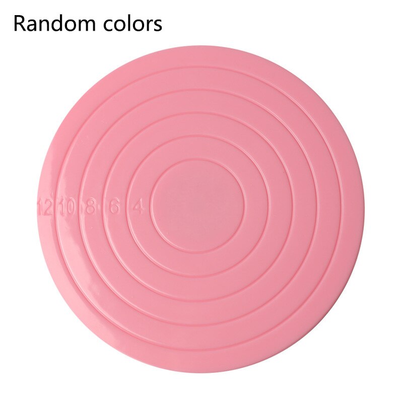 1PC Cake Decorating Rotary Table Kitchen Anti-skid Round Cake Stand Cake Plate Turntable Rotating Plastic DIY Pan Baking Tool: Rose red