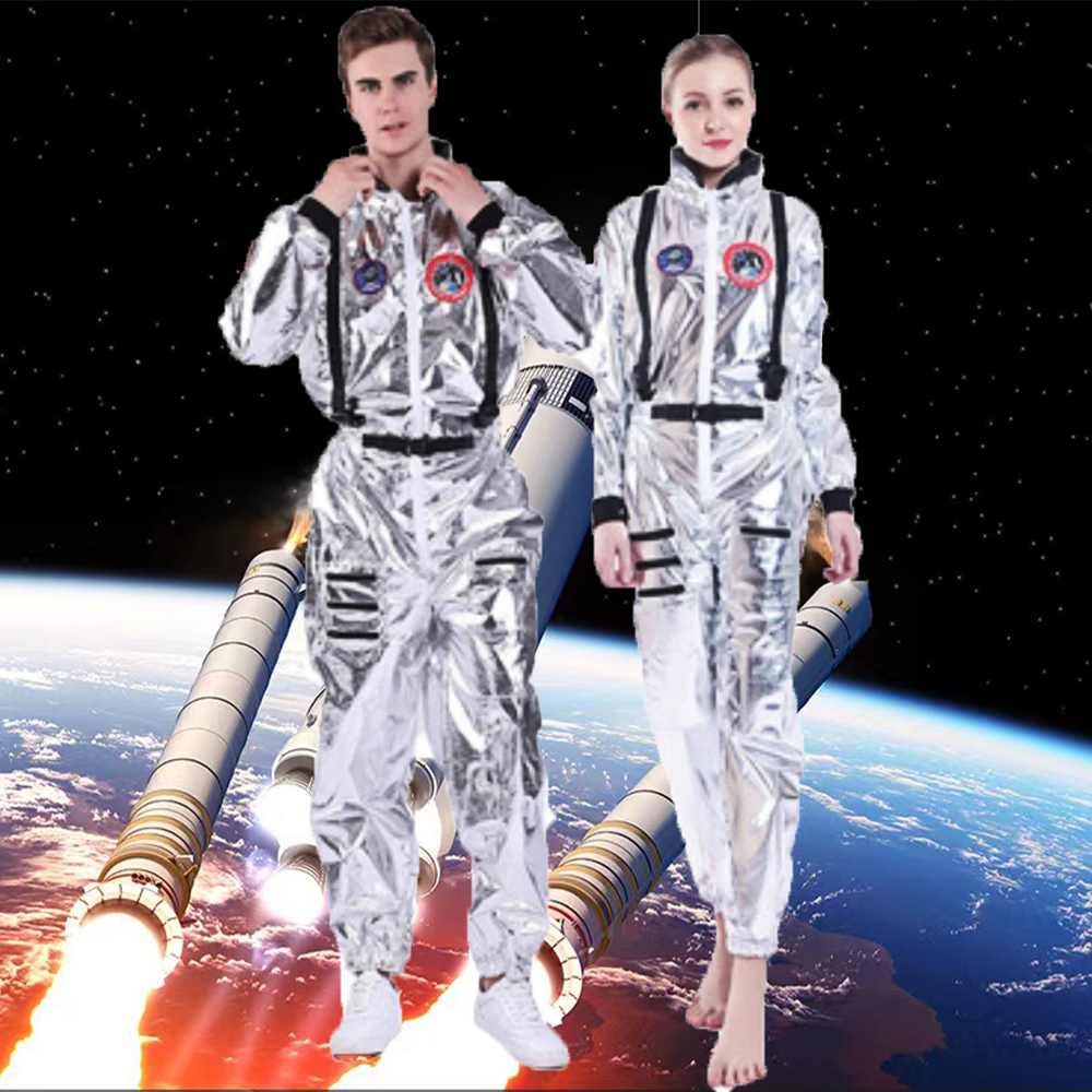 Astronaut Kostuum Volwassen Kinderen Zilveren Ruimteman Kostuum Plus Size Dames Ruimtepak