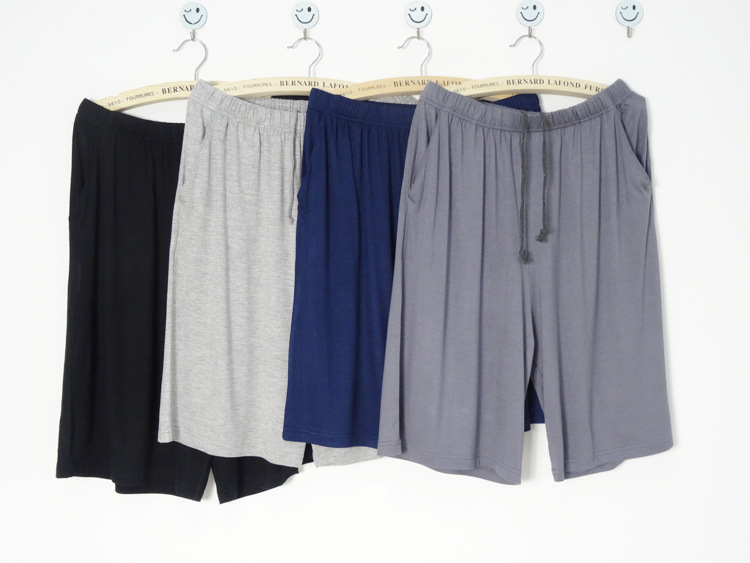 Sommar mysig modal sömnunderdel manlig ren färg casual sömn strandbyxor herr britches shorts skira herrbyxor plus size