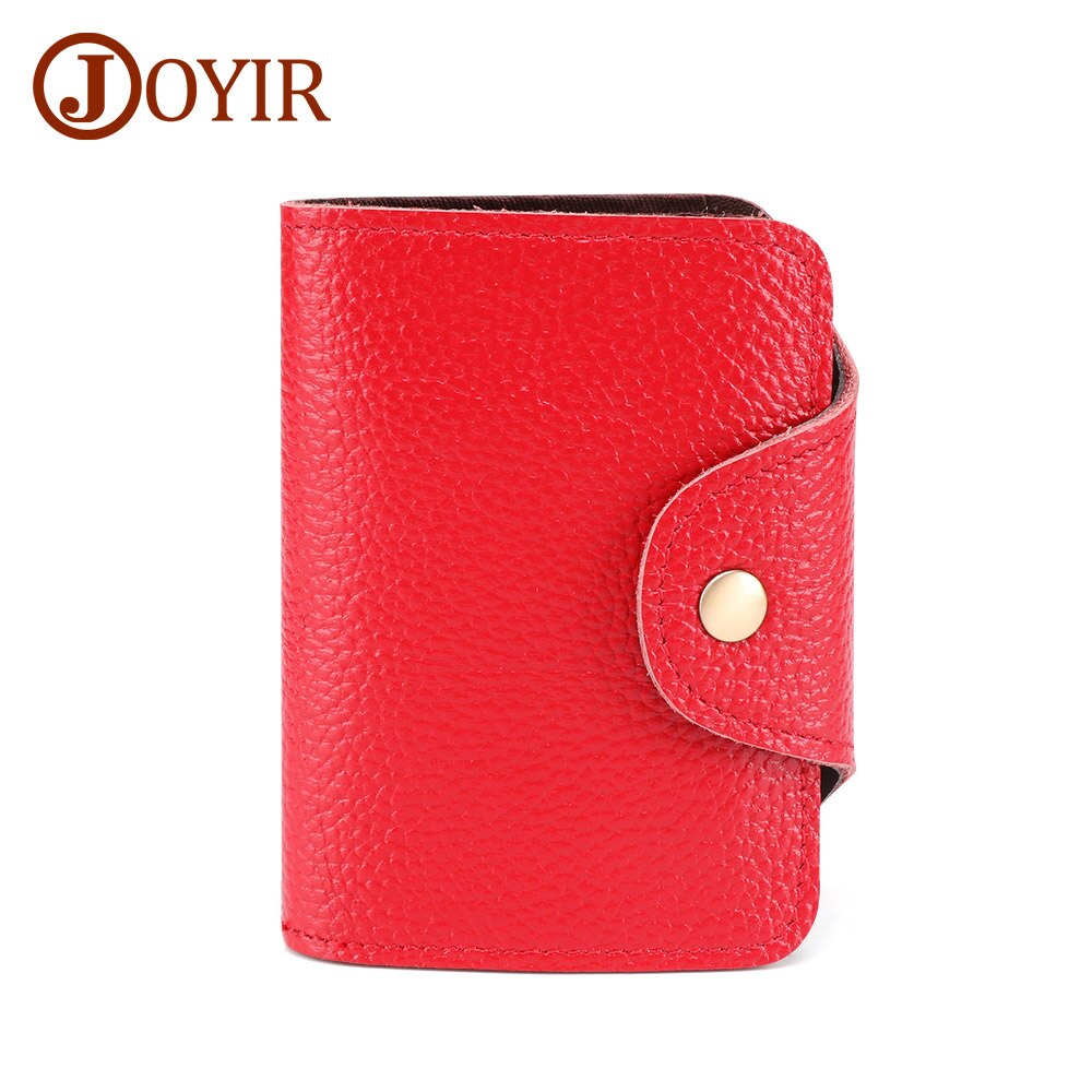 JOYIR Echtem Leder Rindsleder Kreditkarte Halter Männer Frauen Rfid Brieftasche Business 12 Bits Karte Fall Geldbörse Unisex Karte Id halter: Red