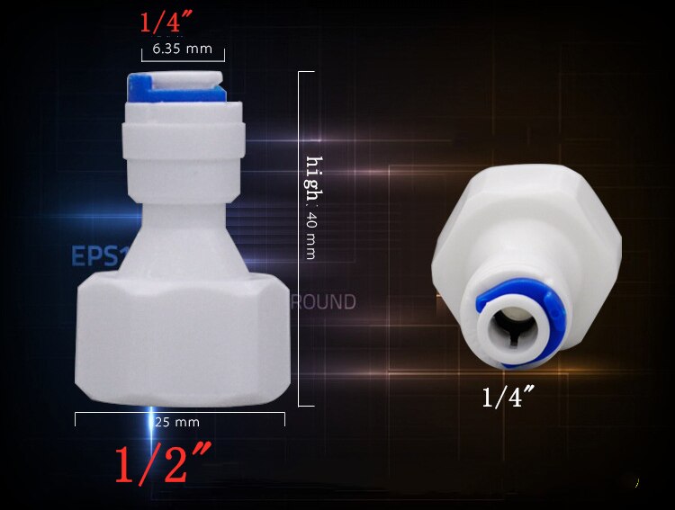 1PC 1/2" Internal thread to 1/4" 3/8"Straight connector RO Water Tune Quick Connect Reverse Osmosis White fast connection