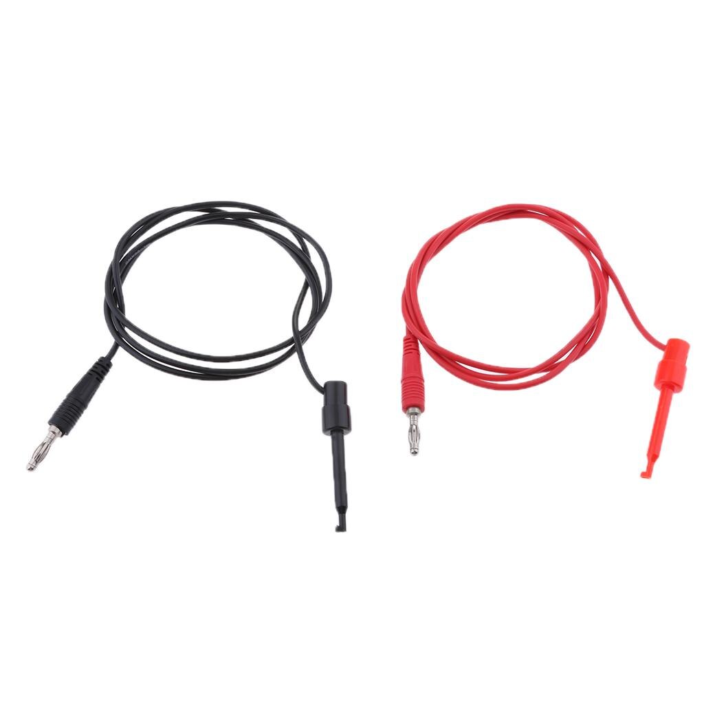 Multimeter Mannelijke Banana Plug Naar Hook Clip Geïsoleerde Kabel 1 M 1 Paar, Zwart Rood
