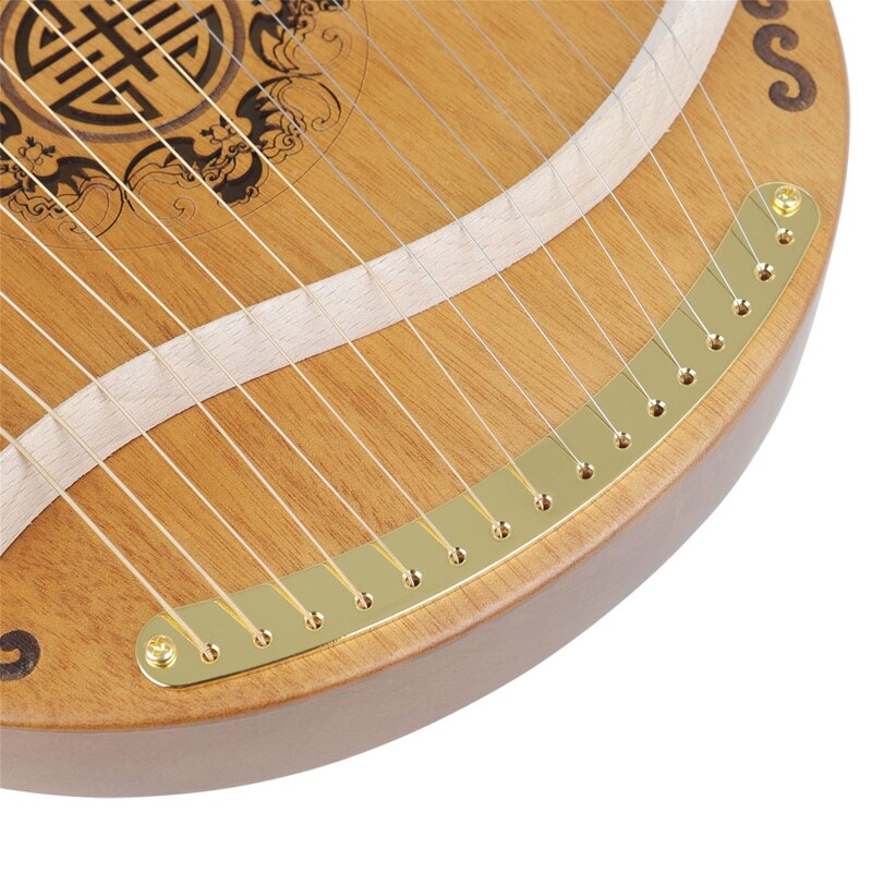 16-Tone Log Lyre Portable Musical Instrument Harp 16-Strings Solid Wood Veneer Lyre Stringed Instrument