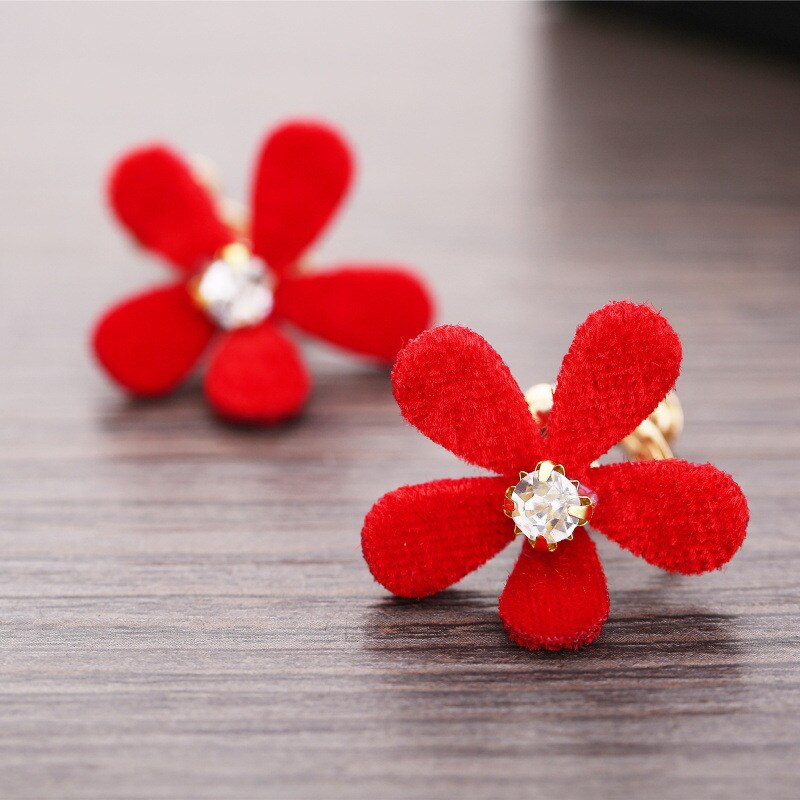 Bride Wedding Red Holeless Clip Earrings Earrings Ear Studs for Women Bridesmaid Dangle Earring Party Dance Jewelry: 01