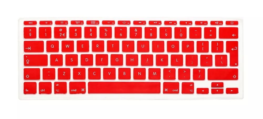 English UK EU Silicone Keyboard Cover For Apple Mac MacBook Air 11 11.6&quot; A1370 A1465 Model Euro/ISO Layout Protective Film: Red