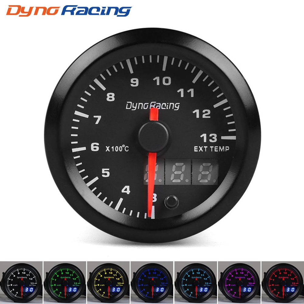 Dynoracing 2&#39;&#39; 52mm Dual Display Exhaust Gas Temp Gauge 7 colors Led 300-1300 Celsius EGT EXT Gauge with Stepper Motor BX101503