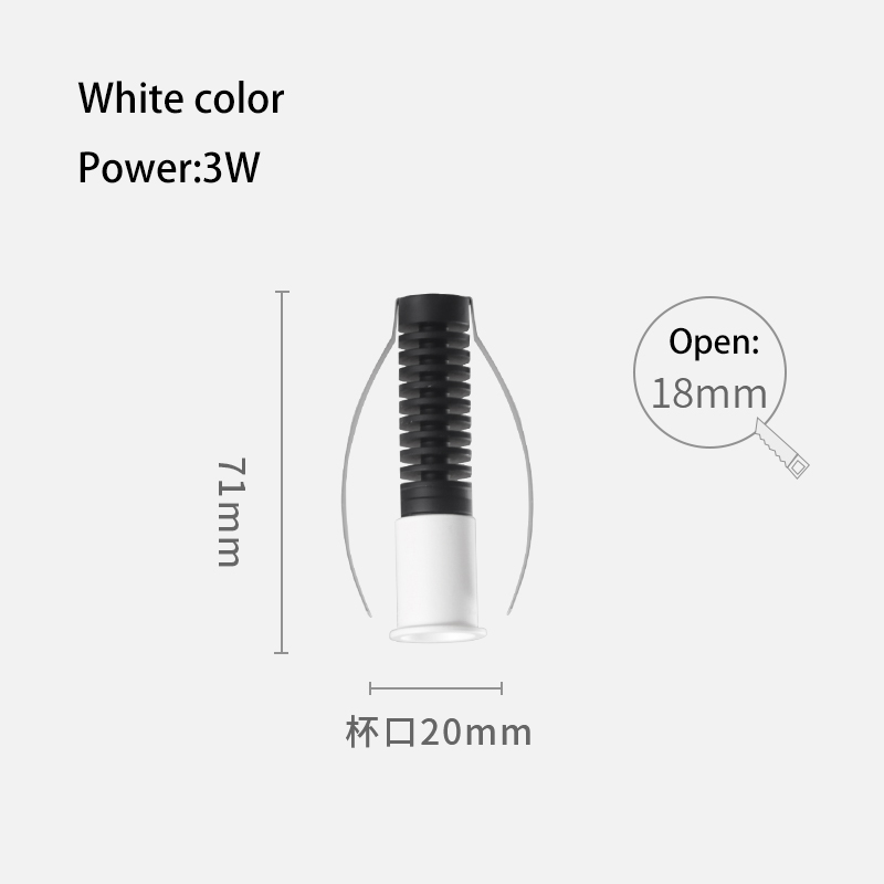 Mini focos Led empotrables de ángulo pequeño, lámpara de techo redonda blanca y negra, COB, vitrina de vino, sala de exhibición, Foco de 15 grados: M / Azul