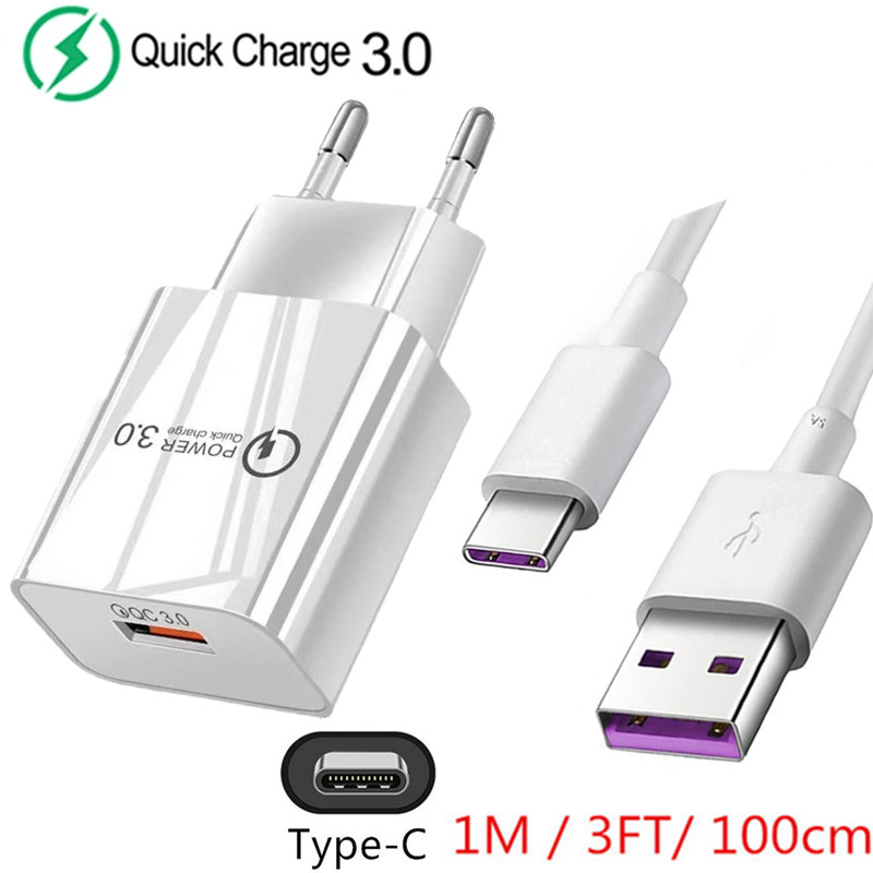 Szybka ładowarka 18W 5A QC 3.0 ładowarka USB szybkie ładowanie typu C kabel do Huawei Samsung Xiaomi Redmi Google Pixel 6 Pro ue wtyczka amerykańska