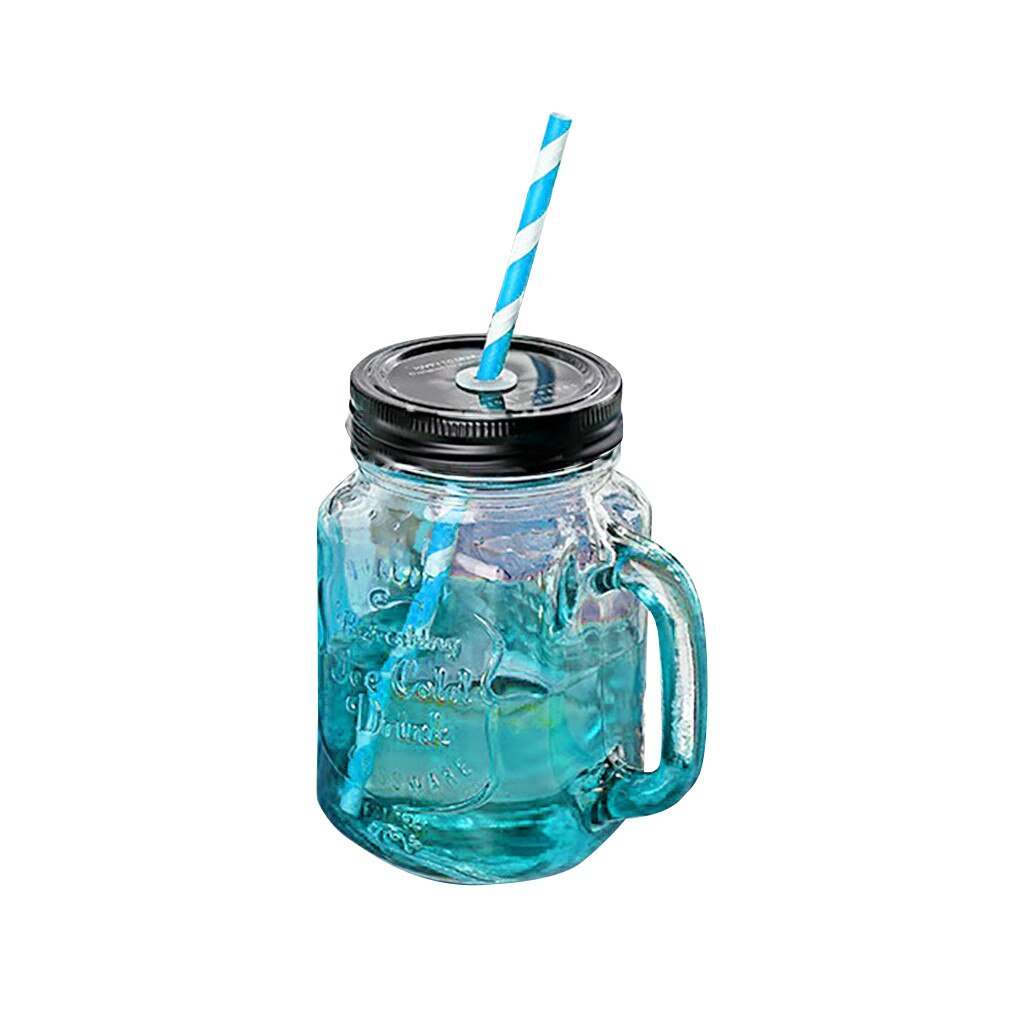 Mason Jar Glas Zomer Stijl Beker Met Huishouden Drinken Koffie Cup Praktische Gemak Thuis: Blauw