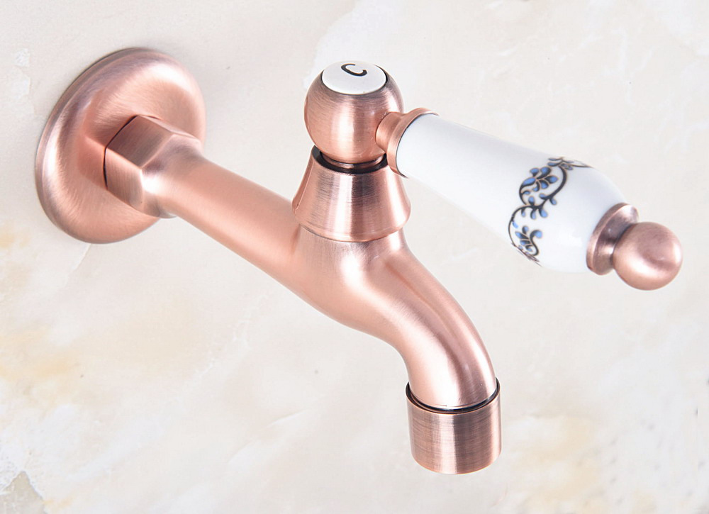 Wall Mount Cold Water Basin Faucet Antique Red Copper Washing Machine Taps Bathroom Mop Pool Taps Bibcocks Zh008: F Style