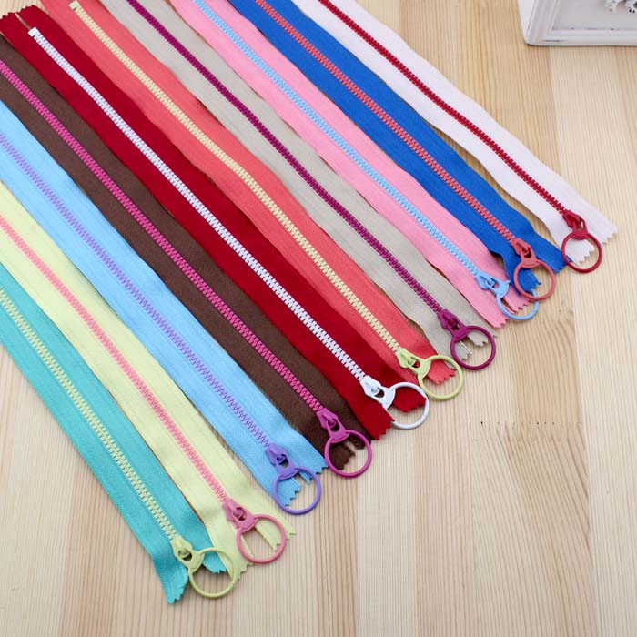 Cremalleras redondas de tela de nailon, color de contraste de resina, 14. ª, 40cm/con 10 colores opcionales para coser bolsas