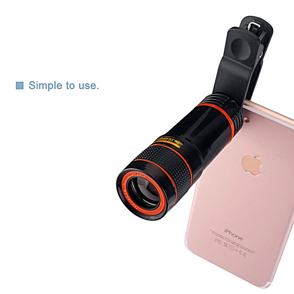 Mobiele Telefoon Camera Lens 12X Zoom Telelens Externe Telescoop Met Universele Clip Voor Smartphone