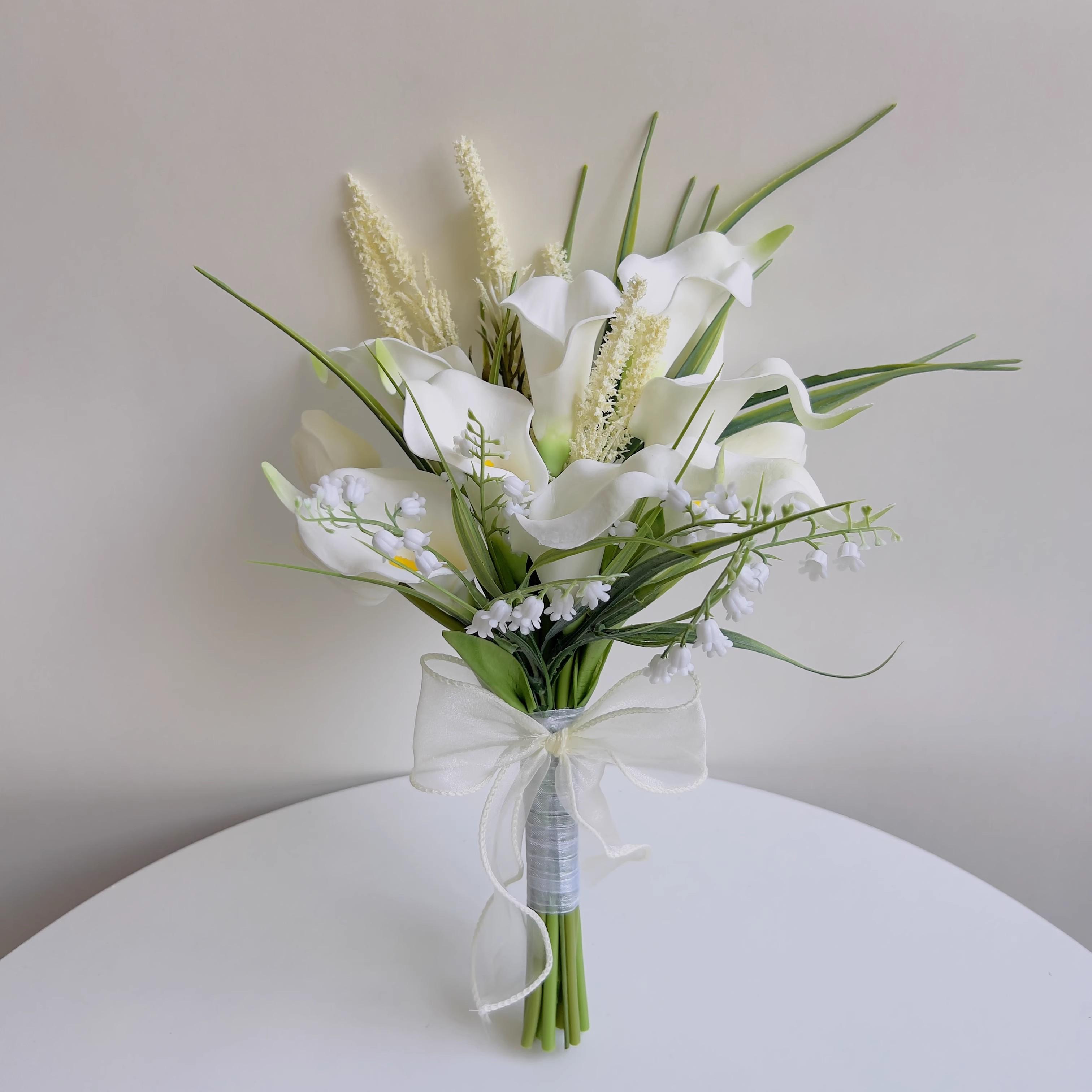 Weiße Calla-Lilien Hochzeitssträuße für sterben Braut, Brautsträuße für Zeremonie, Jubiläum, Hochzeit, Brautparty