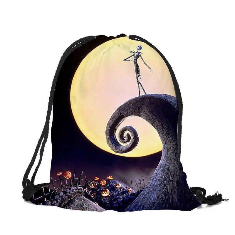 3d print halloween trekkoordtas schattige katten pompoen vleermuis trekkoord rugzak unisex mannen en vrouwen casual reizen dagelijkse tassen: A4