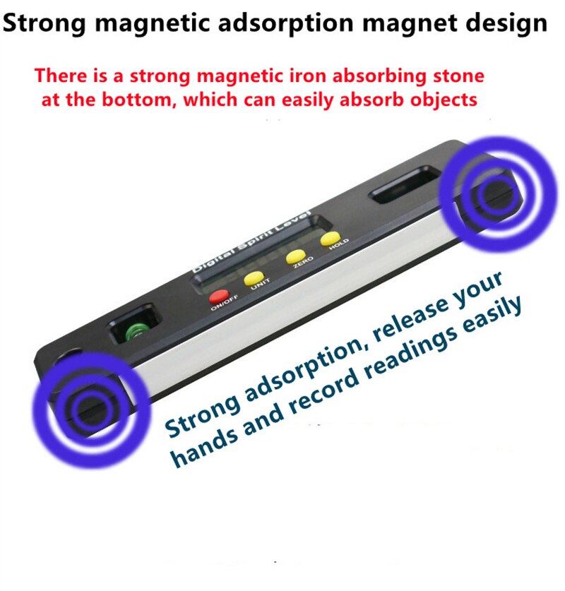 Level Inclinometer Magnetic Electronic Digital Display Level Rule LED Display Horizontal Inclinometer for Home Renovation