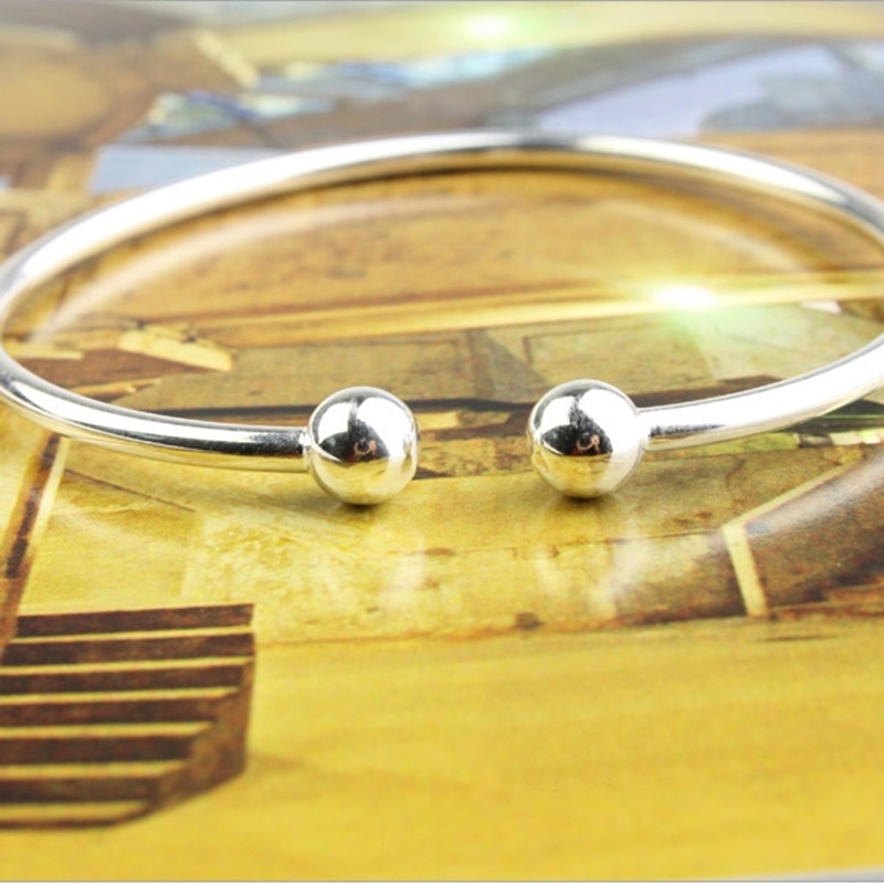 OMHXZJ Persoonlijkheid Mode OL Vrouw Meisje Zilveren Eenvoudige Blank Open 925 Sterling Zilveren Manchet Bangle Armband BR163