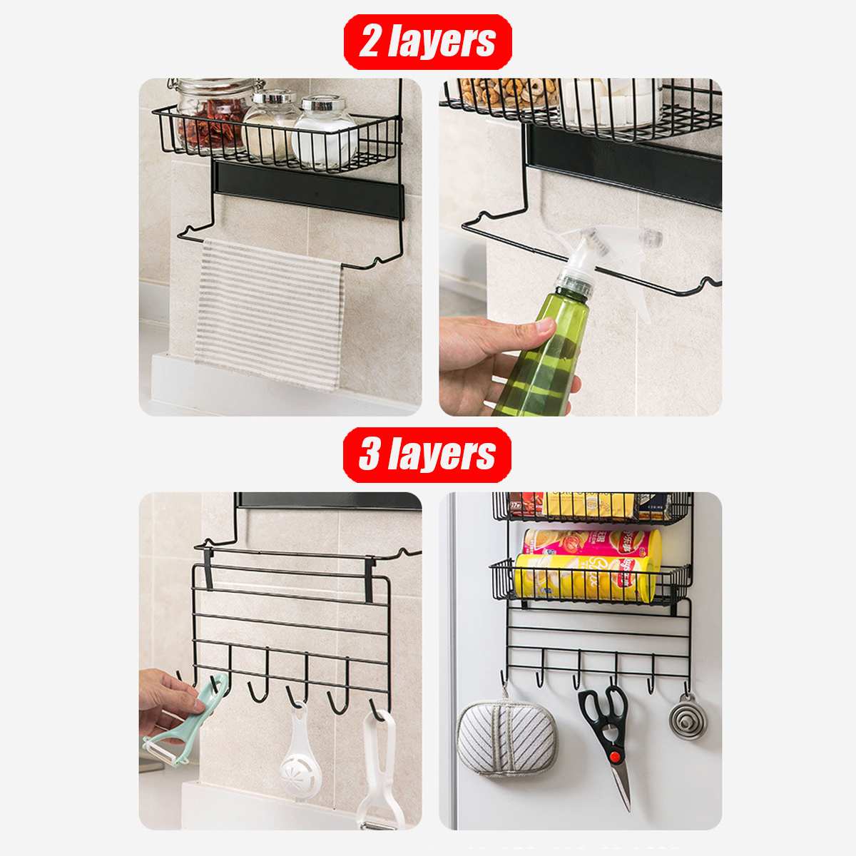 Multi-functional Refrigerator Rack Fridge Side Shelf Sidewall Holder Kitchen Fridge Side Rack Space Saver