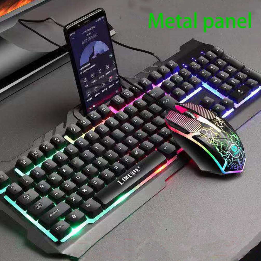 Keyboard and Mouse Set USB Wired Luminous Mechanical Keyboard and Mouse Set Gamer Keyboard Set for PC Computer