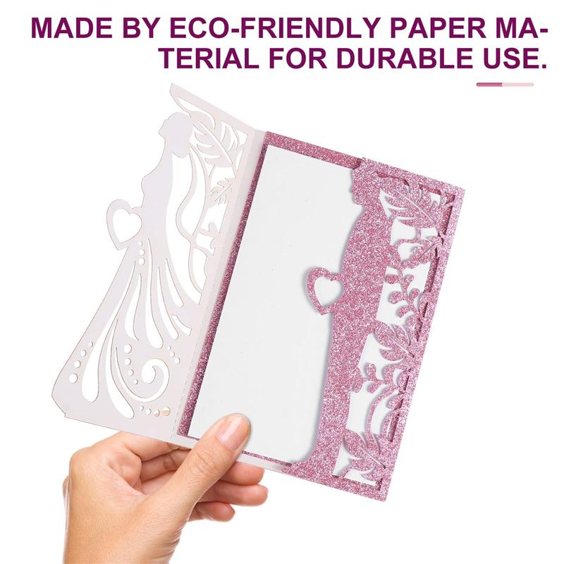 5pcs Wedding Invitations Bride Groom Lovely Paper Invitations Cards