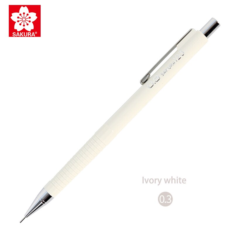 Macaron color Japanese SAKURA mechanical pencil XS-123/125 anti-breaking lead writing pencil 0.3/0.5mm: 0.3mm white