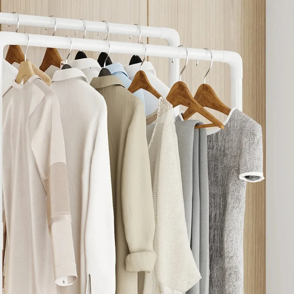 Kledingrek Staande Wielen Dubbele Paal Opslag Eenvoudig Te Installeren Kapstok Hal Meubels Slaapkamer Hoge Capaciteit Opslagplanken