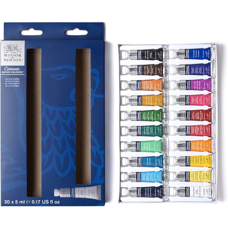 Winsor & Newton Cotman Juego de pintura de acuarela 10/20 colores, tubos de 5 ml (0,17 oz) Alta transparencia que proporcionan una excelente resistencia a la luz: YELLOW