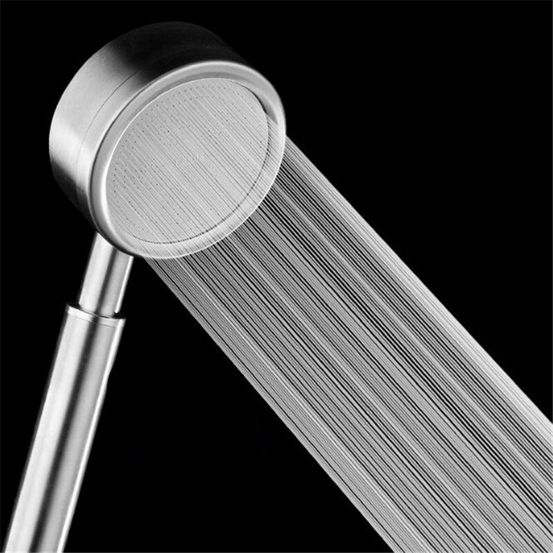 Shower Head Silver brushed Round Single Stainless Steel Pressurized Hand High Pressure Shower Household Bathroom Products