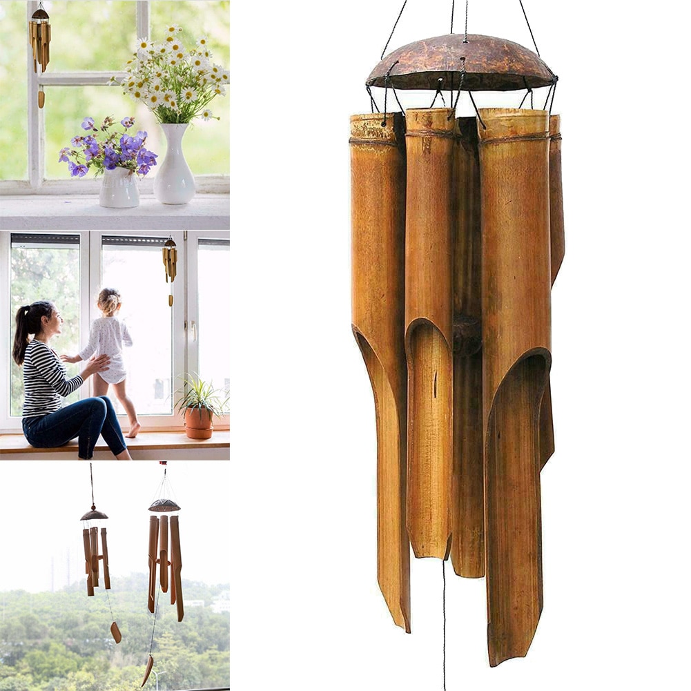 Bambus vindklokke anheng håndlaget ornament for terrasse hage interiør hengende ornament utendørs hage vindklokke dekorasjon bdf 99