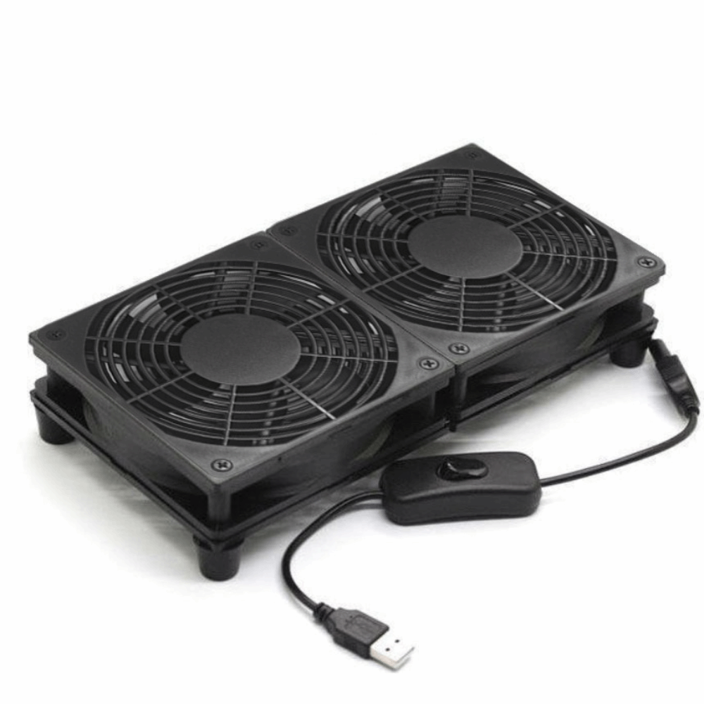 DC 5V Router Cooling Fan Protective Net with Switch Router Cooling Stand Dual Fans Slient USB Radiator Base Optical Modem/Router: green