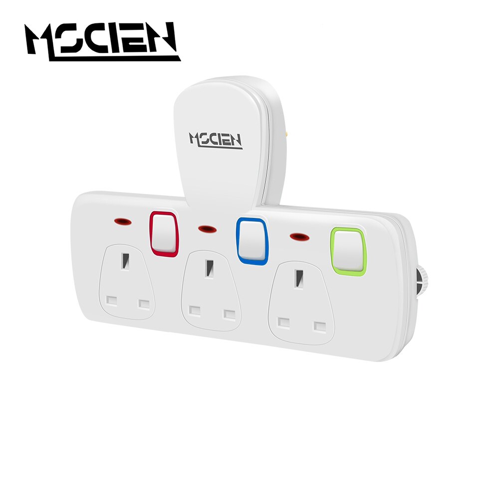 MSCIEN Power Strip UK Plug Multi Smart Plug Extension UK Electrical 13A 3 Outlet Home Charging Gray