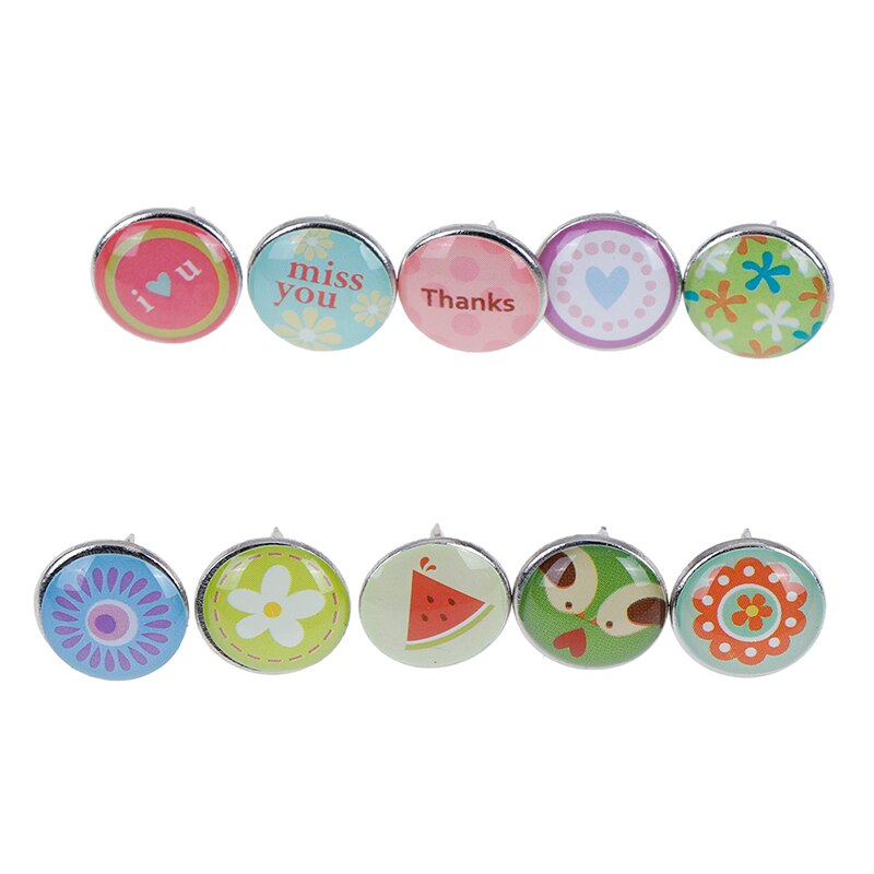 100 Uds flores hechas con frutas prendedores de Metal de colores papel variado mapa corcho tabla tapado fijación chincheta Pin Oficina escuela suministros