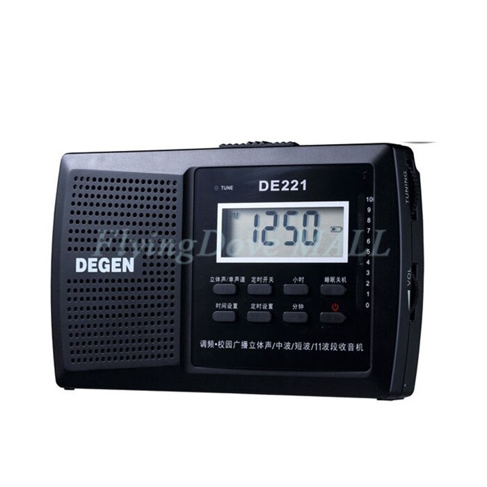 DEGEN-Radio Estéreo DE221 FM, receptor mundial de 11 bandas, FM1-2 / MW/SW1-8, DSP, Campus Radio Y4300A, color negro,