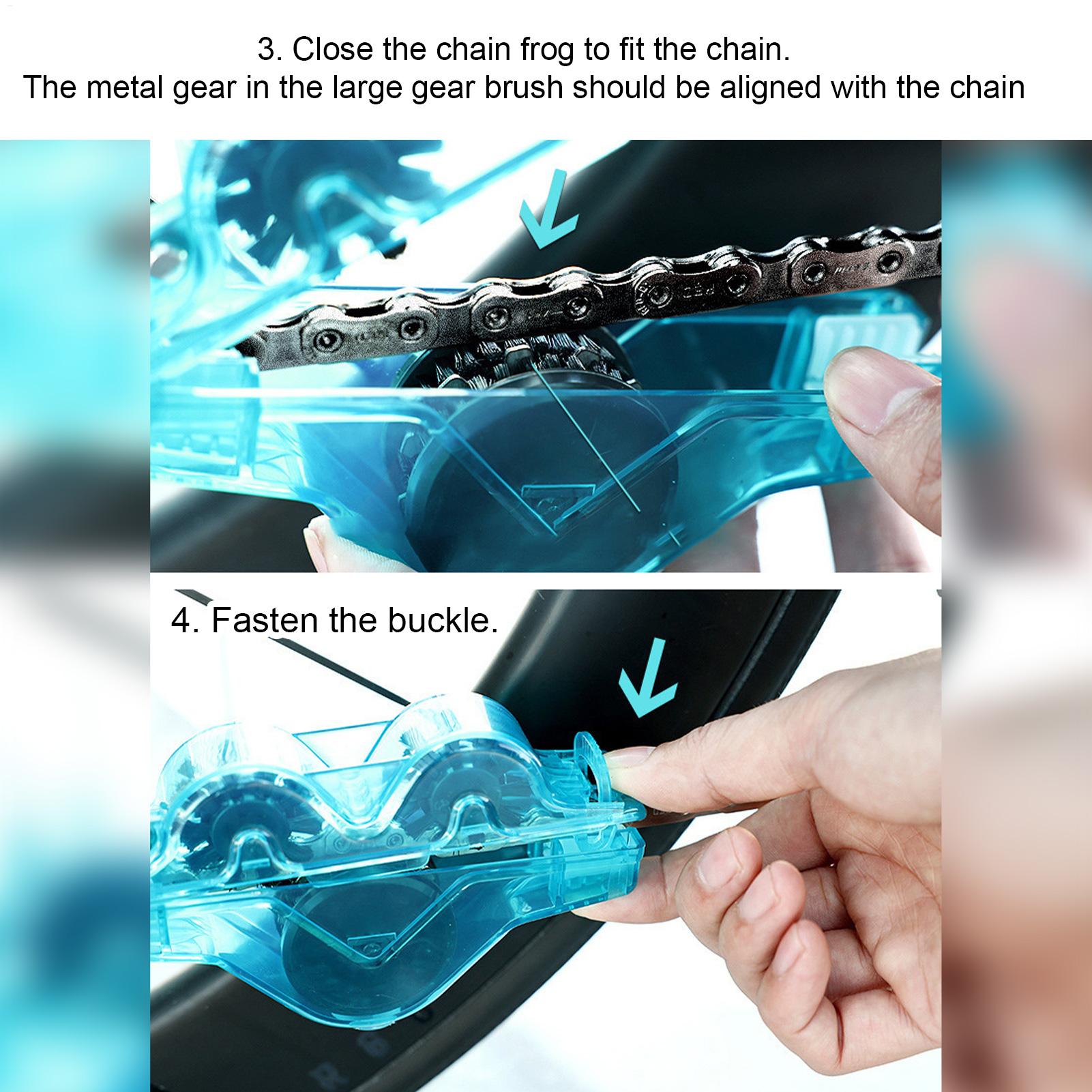 Kettenreiniger für Radfahren mit Rotierenden Bürsten, Präzise Faltbare Fahrradpflege-Zubehör für Getriebe und Kassetten