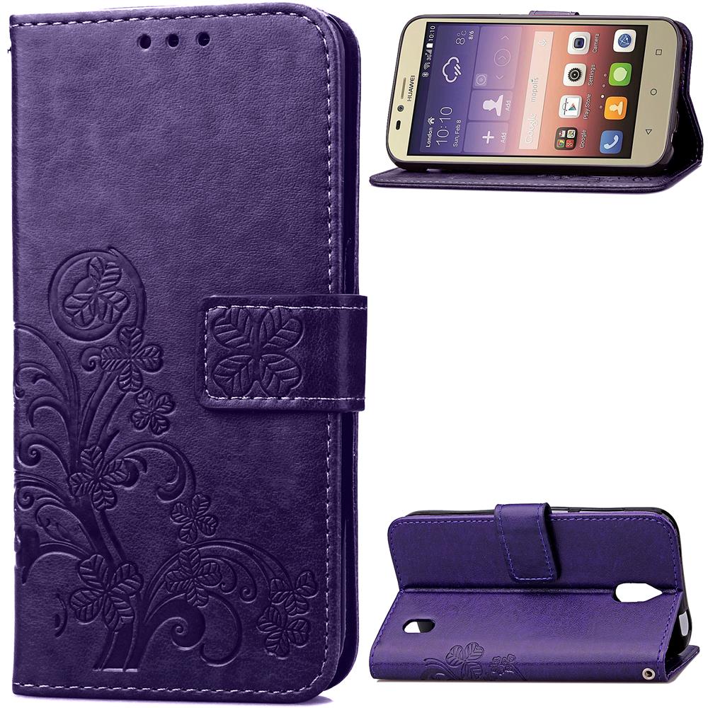 HATOLY Case Huawei Y625 Cover Flip PU Leather & Silicone Telefoon Holster Case Voor Huawei Y625 Case Huawei Ascend y625 Tas: Purple