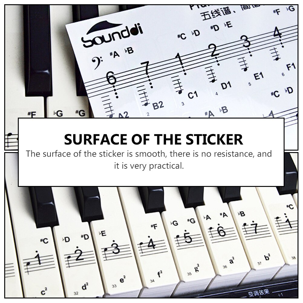 3 Sheets Beginner Learning Practical Piano Keyboard Stickers Simple Decals