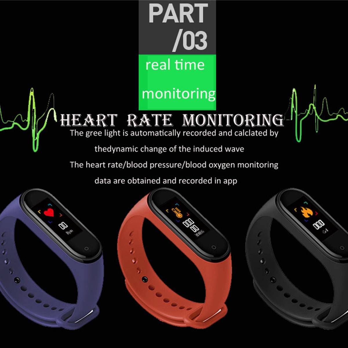 Smart Band Fitness Bracelet Measurement Of Pressure And Pulse Smartband M4 Health Wristband Fitness Tracker Watch