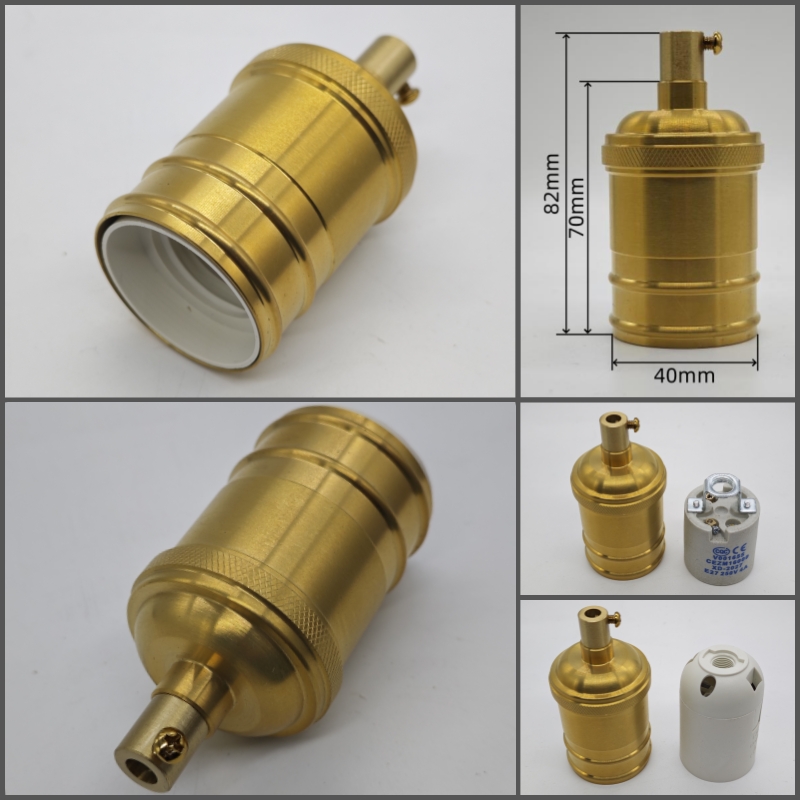 Edison DIY lamp holder for shade Pure brass material vintage threaded Socket Bulb Fitting E27 UL/CE lighting copper base: Brown / 2G7