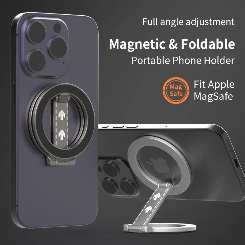 Anneau de support de téléphone magnétique Double face, pour béquille MagSafe, poignée magnétique pour iPhone 16 15 14 pour Huawei Xiaomi