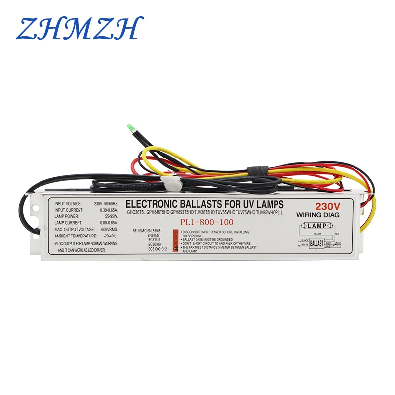 Balastro electrónico dedicado, Controlador LED de salida DC5V para lámpara de esterilización UV, rectificador de luz germicida, 220V, 230V, 21-40W, 55-95W