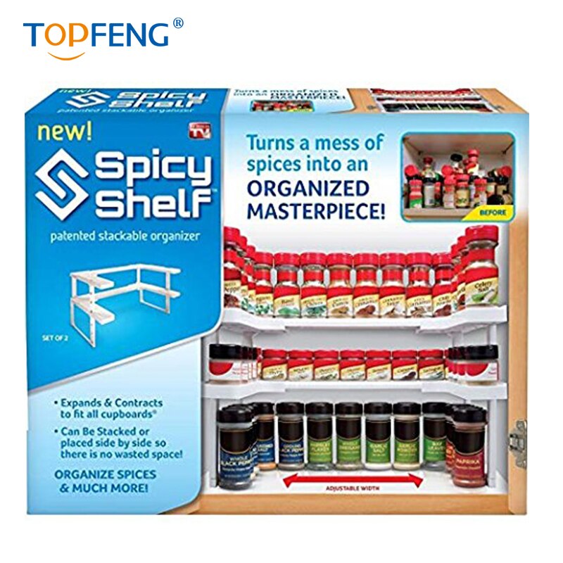 TopFeng Spicy Shelf, Spice Rack, Stackable organizer, Kitchen Spice Rack, Bathroom organizer, Cosmetics Storage organizer