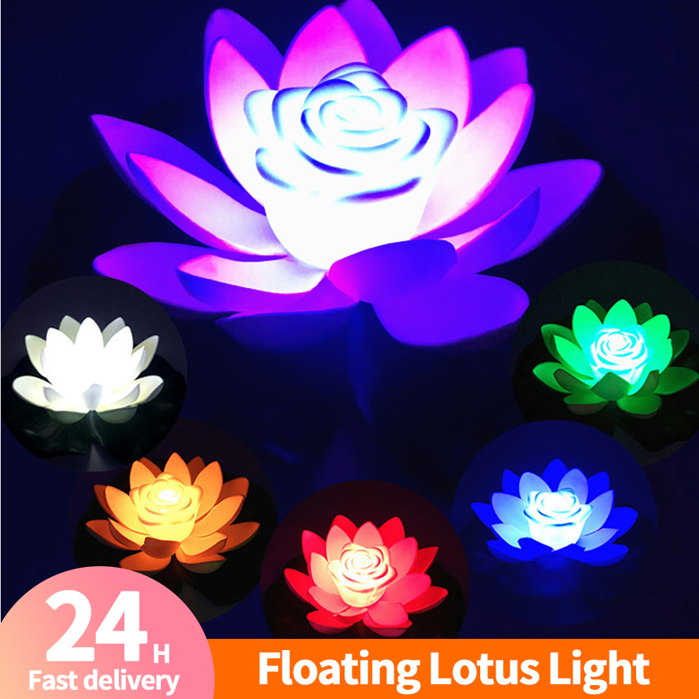LED wasserdicht schwimmende Lotus Licht batterie betrieben künstliche Lilie Blume Nacht lampe Teich Pool Garten Fisch Tank Wasser dekor