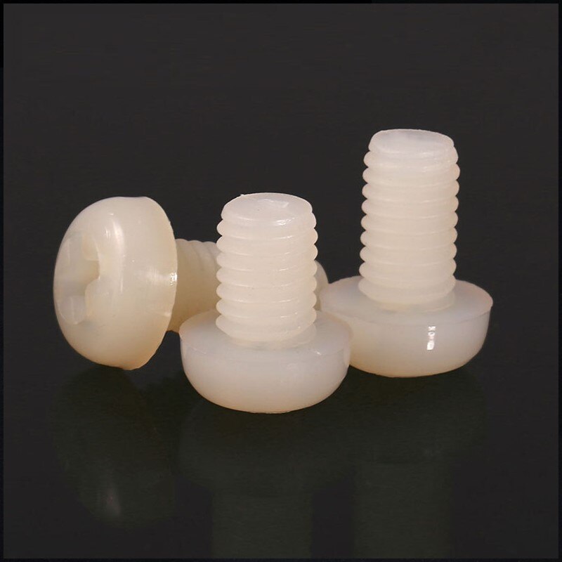 2mm White Nylon Phillips Pan Head Screws M2 x 4 5 6 7 8 10 12mm Plastic Cross Recessed RoundHead Bolts Flame Retardant