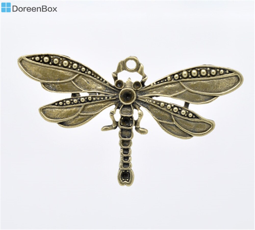 Doreen Doos Mooie 5 Brons Tone Dragonfly Charm Hangers 73X42Mm (B13109)