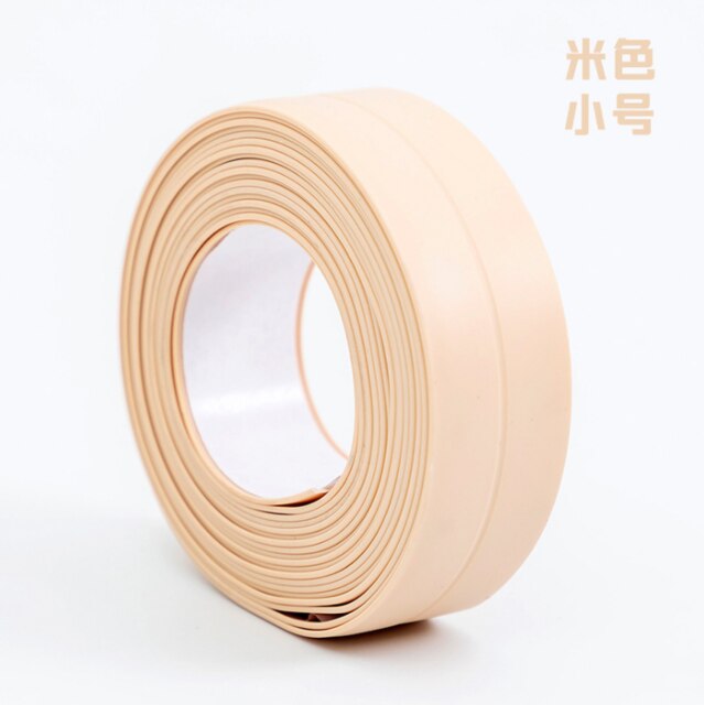 3,3 m * 38/22mm Badezimmer Dusche Waschbecken Badewanne Abdichtung Streifen Band Weiß PVC Selbst-klebstoff Wasserdicht wand Aufkleber Bad Küche: Beig small