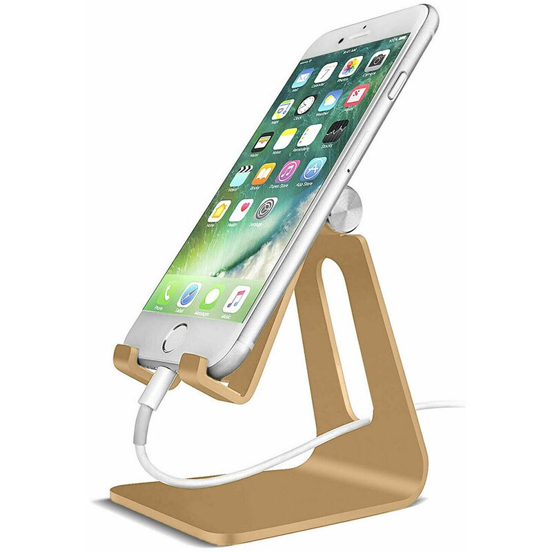 Verstelbare Mobiele Telefoon Tablet Schakelaar Stand Aluminium Bureau Tafel Houder Cradle Dock Voor Huawei iPhone Samsung: Goud