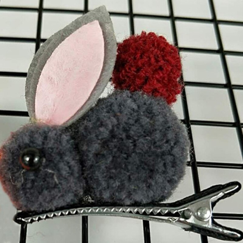 bandeau de dessin animé animal fait à la main en peluche lapin mignon coiffe unique fille pompon bandes de caoutchouc 6 couleur cheveux accessoires