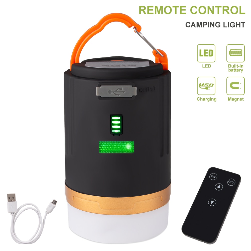 Remote Control LED Camping Light Brightness Adjustable Built In 4800mAh Battery USB Rechargeable Waterproof Portable Lantern