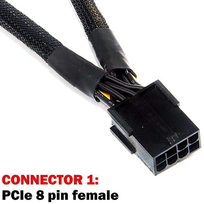 Placa de vídeo de 20cm, 5 peças, 8 pinos fêmea para 2x8p (6 + 2) cabo de extensão de pino macho pcie pci express 18awg