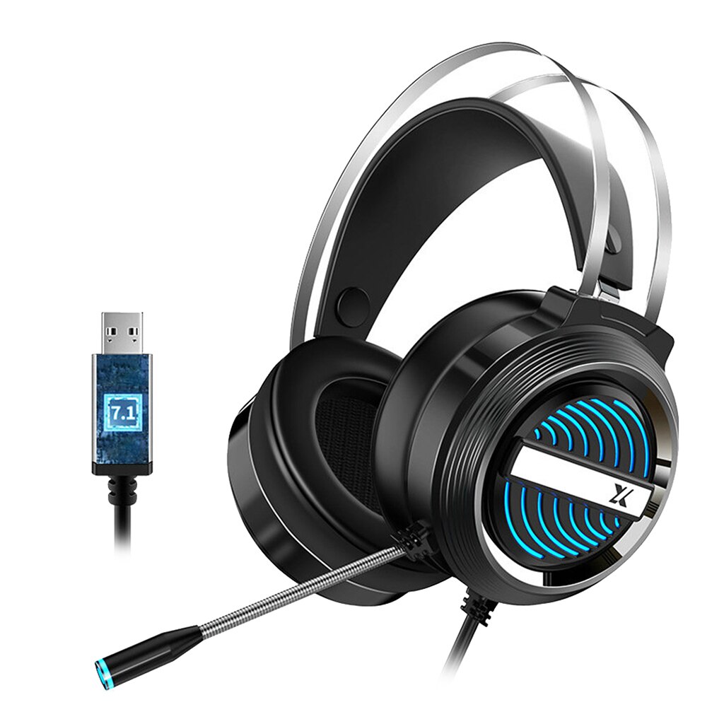 X9 Wired USB Gaming Headset 7.1 with Mic 7 LED for PS4 PC Switch: black